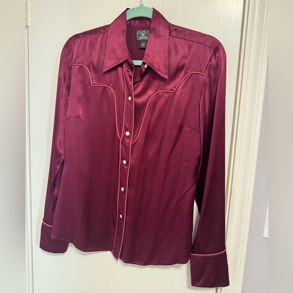 Lucky Brand Silk Pearl Snap Blouse